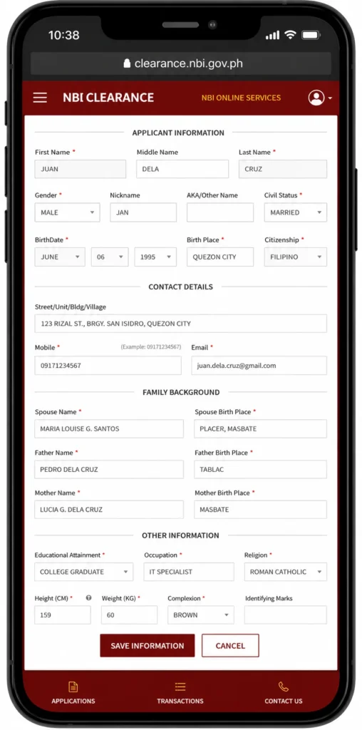 NBI Online Clearance Philippines: Application and Renewal Guide 5 Complete Your Applicant Information